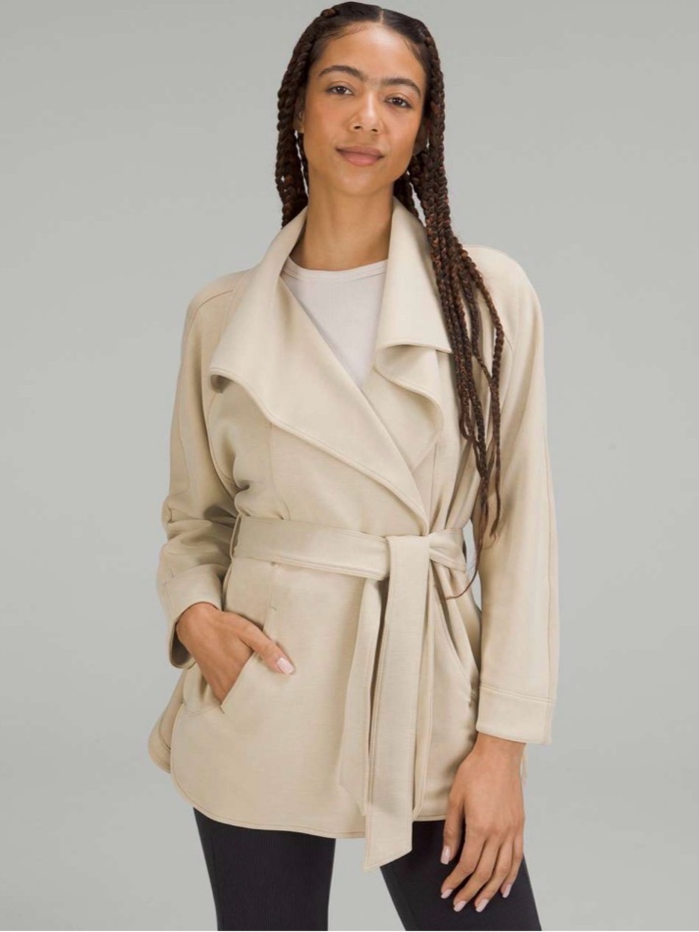 Lululemon Softstreme Belted Wrap Jacket in Color Trench, Soft Drapey & Pockets